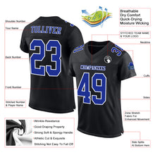 Load image into Gallery viewer, Custom Black Royal-White Mesh Authentic Football Jersey
