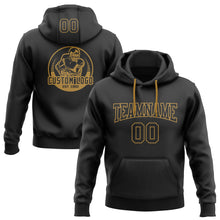 Load image into Gallery viewer, Custom Stitched Black Black-Old Gold Football Pullover Sweatshirt Hoodie
