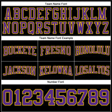 Load image into Gallery viewer, Custom Stitched Black Purple-Gold Football Pullover Sweatshirt Hoodie
