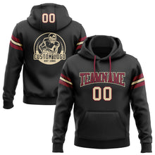 Load image into Gallery viewer, Custom Stitched Black Cream-Crimson Football Pullover Sweatshirt Hoodie
