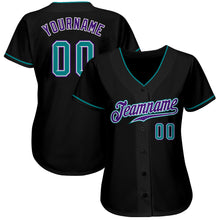 Загрузить изображение в средство просмотра галереи, Custom Black Teal-Purple Authentic Baseball Jersey
