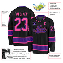 Laden Sie das Bild in den Galerie-Viewer, Custom Black Pink-Purple Hockey Jersey
