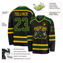 Laden Sie das Bild in den Galerie-Viewer, Custom Black Green-Gold Hockey Jersey
