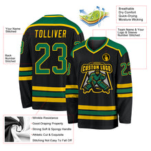 Загрузить изображение в средство просмотра галереи, Custom Black Kelly Green-Gold Hockey Jersey
