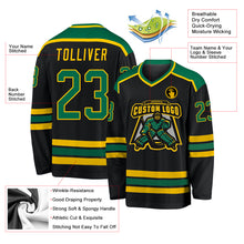 Load image into Gallery viewer, Custom Black Kelly Green-Gold Hockey Jersey
