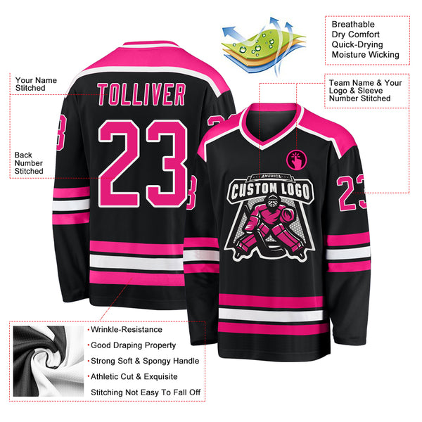 Cheap Custom Black Hot Pink-White Hockey Jersey Free Shipping –  CustomJerseysPro