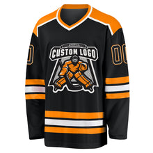 Laden Sie das Bild in den Galerie-Viewer, Custom Black Black-Bay Orange Hockey Jersey
