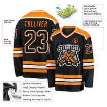 Load image into Gallery viewer, Custom Black Black-Bay Orange Hockey Jersey
