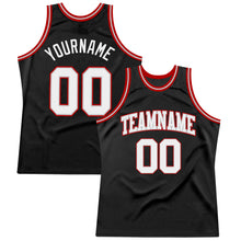 Load image into Gallery viewer, Custom Black White Gray-Red Authentic Throwback Basketball Jersey
