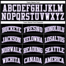Загрузить изображение в средство просмотра галереи, Custom Black White Purple-Gray Authentic Throwback Basketball Jersey
