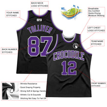 Загрузить изображение в средство просмотра галереи, Custom Black Purple-Gray Authentic Throwback Basketball Jersey
