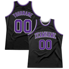 Загрузить изображение в средство просмотра галереи, Custom Black Purple-Gray Authentic Throwback Basketball Jersey
