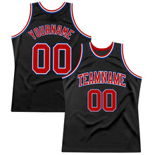 Загрузить изображение в средство просмотра галереи, Custom Black Red-Royal Authentic Throwback Basketball Jersey
