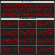 Load image into Gallery viewer, Custom Black Black-Red Authentic Baseball Jersey
