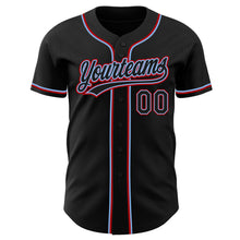 Загрузить изображение в средство просмотра галереи, Custom Black Black Light Blue-Red Authentic Baseball Jersey
