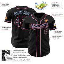 Загрузить изображение в средство просмотра галереи, Custom Black Black Light Blue-Red Authentic Baseball Jersey
