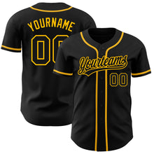 Загрузить изображение в средство просмотра галереи, Custom Black Black-Gold Authentic Baseball Jersey
