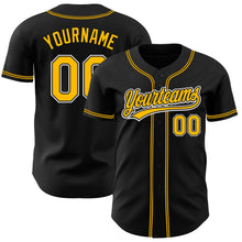 Laden Sie das Bild in den Galerie-Viewer, Custom Black Gold-White Authentic Baseball Jersey
