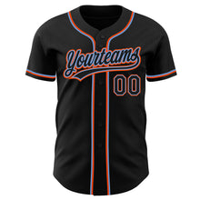 Загрузить изображение в средство просмотра галереи, Custom Black Black Powder Blue-Orange Authentic Baseball Jersey
