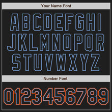 Загрузить изображение в средство просмотра галереи, Custom Black Black Powder Blue-Orange Authentic Baseball Jersey
