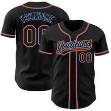 Загрузить изображение в средство просмотра галереи, Custom Black Black Powder Blue-Orange Authentic Baseball Jersey
