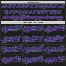 Load image into Gallery viewer, Custom Black Purpe-Light Blue Authentic Baseball Jersey
