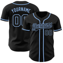 Загрузить изображение в средство просмотра галереи, Custom Black Black-Light Blue Authentic Baseball Jersey
