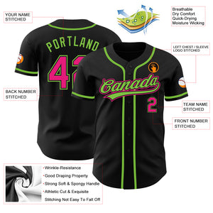 Custom Black Hot Pink-Neon Green Authentic Baseball Jersey