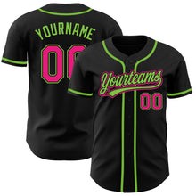 Load image into Gallery viewer, Custom Black Hot Pink-Neon Green Authentic Baseball Jersey
