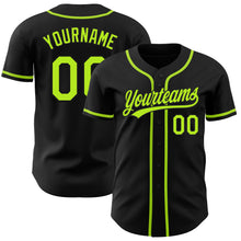 Load image into Gallery viewer, Custom Black Neon Green Authentic Baseball Jersey
