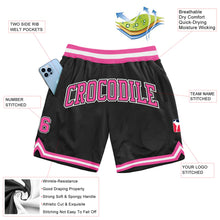 Load image into Gallery viewer, Custom Black Pink-White Authentic Throwback Basketball Shorts
