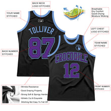 Загрузить изображение в средство просмотра галереи, Custom Black Purple-Light Blue Authentic Throwback Basketball Jersey

