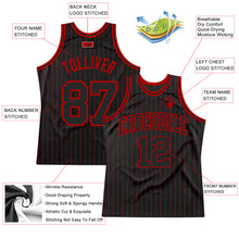 Load image into Gallery viewer, Custom Black Red Pinstripe Black-Red Authentic Basketball Jersey
