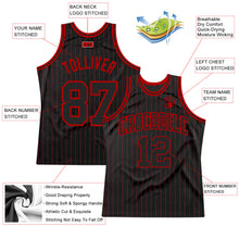 Laden Sie das Bild in den Galerie-Viewer, Custom Black Red Pinstripe Black-Red Authentic Basketball Jersey
