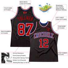 Laden Sie das Bild in den Galerie-Viewer, Custom Black Red Pinstripe Red-Royal Authentic Basketball Jersey
