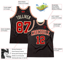 Load image into Gallery viewer, Custom Black Red Pinstripe Red-Cream Authentic Basketball Jersey
