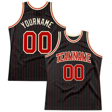Load image into Gallery viewer, Custom Black Red Pinstripe Red-Cream Authentic Basketball Jersey
