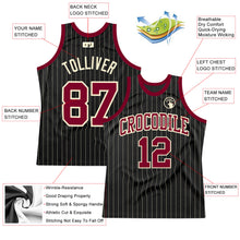 Load image into Gallery viewer, Custom Black Cream Pinstripe Maroon-Cream Authentic Basketball Jersey

