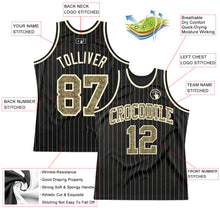 Laden Sie das Bild in den Galerie-Viewer, Custom Black Cream Pinstripe Camo-Cream Authentic Basketball Jersey
