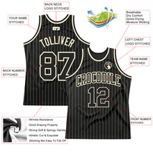 Laden Sie das Bild in den Galerie-Viewer, Custom Black Cream Pinstripe Black-Cream Authentic Basketball Jersey
