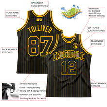 Load image into Gallery viewer, Custom Black Gold Pinstripe Black-Gold Authentic Basketball Jersey
