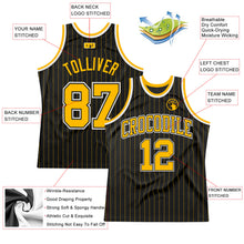 Laden Sie das Bild in den Galerie-Viewer, Custom Black Gold Pinstripe Gold-Black Authentic Basketball Jersey
