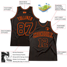 Load image into Gallery viewer, Custom Black Orange Pinstripe Black-Orange Authentic Basketball Jersey
