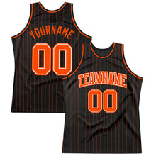 Laden Sie das Bild in den Galerie-Viewer, Custom Black Orange Pinstripe Orange-White Authentic Basketball Jersey
