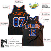 Загрузить изображение в средство просмотра галереи, Custom Black Orange Pinstripe Royal-Orange Authentic Basketball Jersey
