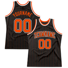 Laden Sie das Bild in den Galerie-Viewer, Custom Black Orange Pinstripe Orange-Black Authentic Basketball Jersey
