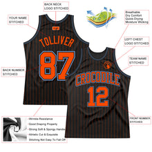 Laden Sie das Bild in den Galerie-Viewer, Custom Black Orange Pinstripe Orange-Light Blue Authentic Basketball Jersey
