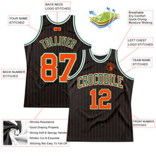 Load image into Gallery viewer, Custom Black Orange Pinstripe Orange-Kelly Green Authentic Basketball Jersey
