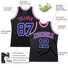 Laden Sie das Bild in den Galerie-Viewer, Custom Black Royal Pinstripe Royal-Pink Authentic Basketball Jersey
