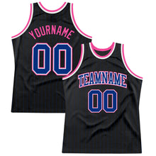 Загрузить изображение в средство просмотра галереи, Custom Black Royal Pinstripe Royal-Pink Authentic Basketball Jersey

